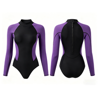 DIVESTAR Custom OEM One Piece 2mm Neoprene Bodysuit UPF 50+ Lengan Panjang Bernapas Model Bikini Depan untuk Freediving Diving