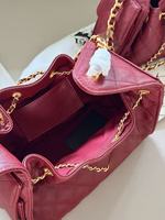 Nouvel Arrivage Sac Fourre-tout Matelassé en Cuir Inspiré des Créateurs avec Cordon de Serrage, Chaîne Dorée Vintage, Grand Sac à Bandoulière pour Femme Quotidien
