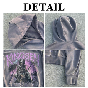 เสื้อฮู้ดดี้พิมพ์ลาย DTG แบบฟอกสี ทรงหลวม ไม่มีเชือกผูก  รับทำโลโก้ตามสั่งจากผู้ผลิต - Product Image 6