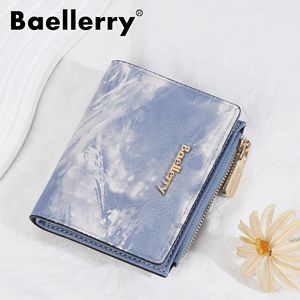กระเป๋าสตางค์สั้นผู้หญิง Baellerry สีน้ำเงิน หนัง PU แบบพับสองตอน มีซิปใส่เหรียญ ขนาดเล็ก 5 นิ้ว ใช้ได้ทุกวัน - Product Image 1