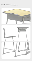 Ensemble Chaise et Bureau d'Étude Moderne Minimaliste pour Collégiens, en Métal, avec Accoudoirs Pliables et Hauteur Réglable