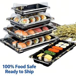 Caja de Plástico Rectangular Transparente Desechable Personalizada con Tapa para Llevar, Bandeja para <span class=keywords><strong>Sushi</strong></span> - Product Image 2