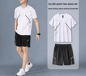 <span class=keywords><strong>Completo</strong></span> Sportivo da <span class=keywords><strong>Uomo</strong></span>, Set Estivo in Tessuto Traspirante a Maniche Corte, Abbigliamento per Corsa, Basket, Badminton e Fitness - Product Image 6