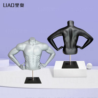 Mannequin buste sport grande taille en fibre de verre pour sous-vêtements et vêtements, demi-corps homme femme, noir et gris, sans tête