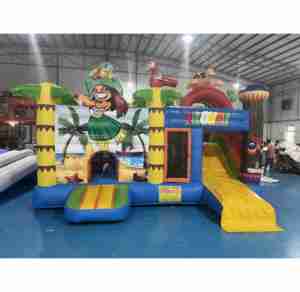 Nouveau design 5x5.5x3.5m maison de rebond gonflable château de tortue sautant avec toboggan accessoire de ventilateur de tente en PVC - Product Image 1