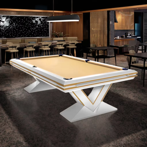 <span class=keywords><strong>Table</strong></span> de billard américaine de luxe moderne 7/8/9 pieds, 9 boules, personnalisée, pieds en bois massif en forme de V, qualité tournoi, poches en cuir véritable - Product Image 2