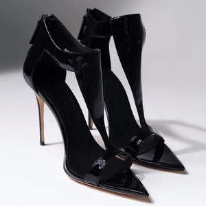 Sandales à talons hauts pour femmes, grande taille 47, talons aiguilles, cuir verni brillant, coupe large, taille US 14, mules à bride en T pour soirée - Product Image 2