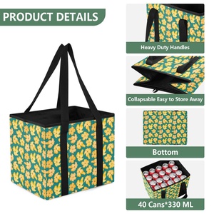 Bolsas de Compras Reutilizables de Nailon Plegables Grandes con Dos Asas y Estampado Personalizado de Flores de Puakenikeni Hawaianas, Cesta de Almacenamiento para Compras - Product Image 5