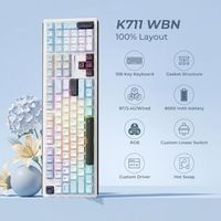 Clavier mécanique sans fil OEM ODM K771, clavier de jeu 108 touches avec 4 touches de raccourci supplémentaires, 5 couches d'atténuation du bruit, interrupteurs linéaires pré-lubrifiés