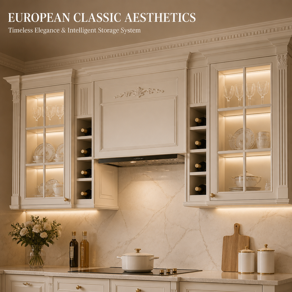 Integrated Kitchen Cabinet System Custom Size Natural Wood Marble Look ...