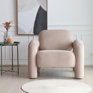 Sillas decorativas nórdicas de diseño escandinavo moderno Boucle de tela personalizadas de fábrica para sala de estar - Product Image 4