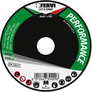 Disque de coupe Fervi Performance 115 X 1,6 X 22,23 mm pour acier inoxydable type 41 abrasif grossier - Product Image 1