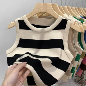 Suéter recién llegado, suéter de mujer con bloque de Color, cuello redondo, chaleco de punto sin mangas, moda de verano, suéter de secado rápido para mujer - Product Image 2