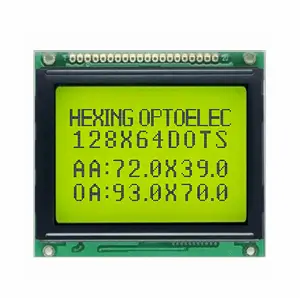 Cina pabrik produksi 128x64 dot matrix lcm lcd12864 backlit lcd modul kuning hijau mode lcd12864 lcd display modul 5v