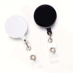 Porte-clés plat rond en gros pour sublimation, porte-badge rétractable avec pince crocodile en métal - Product Image 1