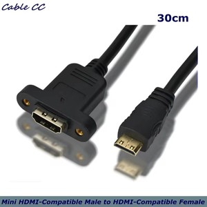 มินิ HDMI ขนาด 30 ซม. ที่รองรับการเชื่อมต่อแบบตัวผู้กับตัวเมีย พร้อมขั้วต่อแบบสกรูยึดแผง <span class=keywords><strong>HD</strong></span> <span class=keywords><strong>AV</strong></span> สายเคเบิลกล้อง - Product Image 1