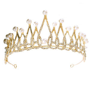 Diadème de mariée vintage avec strass étincelant perle alliage couronne de mariage <span class=keywords><strong>postiche</strong></span> pour mariée fête accessoires de fête de mariée - Product Image 6
