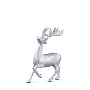 Festive Eco-Friendly Cartoon Resin <b>Christmas</b> Reindeer Figurine-Handcrafted Multi-piece Holiday Deer Decor Statue Figurine Silver - Product Image 1