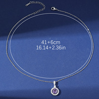 Gracieux RoundPurple Bling Imité Diamant Colliers pour Femmes Fashion Party Argent Plaqué Pendentif Colliers