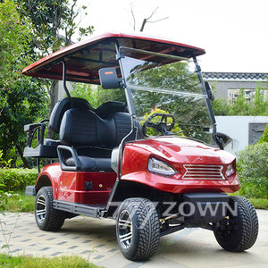 Carrito de Golf Todoterreno Rojo Brillante de 4 Plazas con Ruedas de Aleación Cromadas y Parabrisas Plegable para Transporte de Huéspedes en Villas y Resorts - Product Image 6