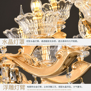 European Style Crystal Chandelier Multi Head E14 LED Round Home Lighting For Living Room Villa <b>Ceiling</b> <b>Light</b> - Product Image 4