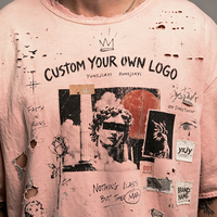T-shirt graphique imprimé DGT en coton 100% pour homme, effet vieilli et délavé, fournisseur de t-shirts vintage à marque privée