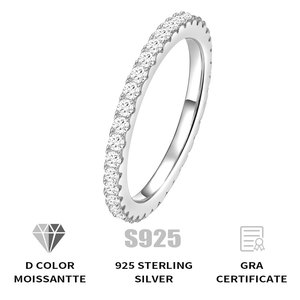 No Tariffs 925 Sterling <strong>Silver</strong> Moissanite Pave <strong>Eternity</strong> <strong>Ring</strong> GRA Certified VVS Moissanite Wedding <strong>Rings</strong> for Women Men - Product Image 5