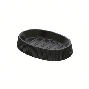 Jabonera gris de 12.5 x 9 x 2.4 cm con drenaje acanalado para uso en el baño - Product Image 3