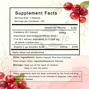Capsules de complément alimentaire à base de canneberge naturelle OEM, étiquette privée personnalisée disponible, extrait de canneberge 500 mg par portion - Product Image 2
