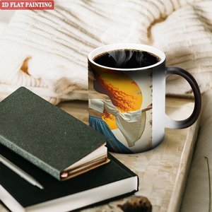 Travel Tour Portable Drinking Mug Frosted Black 11oz <b>Ceramic</b> Heat Color Changing Magic <b>Cup</b> - Product Image 3