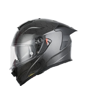 Casque de course intégral en fibre de carbone 12K avec double visière panoramique haute définition, grande aile arrière, homologué DOT, état neuf - Product Image 1
