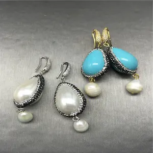 Factory wholesale cheap price earring zircon,micro pave earring,drop pearl earring