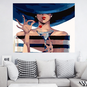Dipingi con i numeri <span class=keywords><strong>donna</strong></span> nel cappello dipinto a mano pittura a olio fai da te con i numeri kit <span class=keywords><strong>disegno</strong></span> su tela senza cornice decorazioni per la casa artigianato per adulti - Product Image 1
