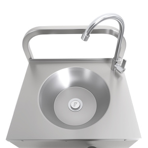 Modern Outdoor Mobile Sink <b>Trailer</b> Stainless Steel Pedestal Sinks Foot Pump Free-Standing Polished for Cold Hot Washing Station - Product Image 4