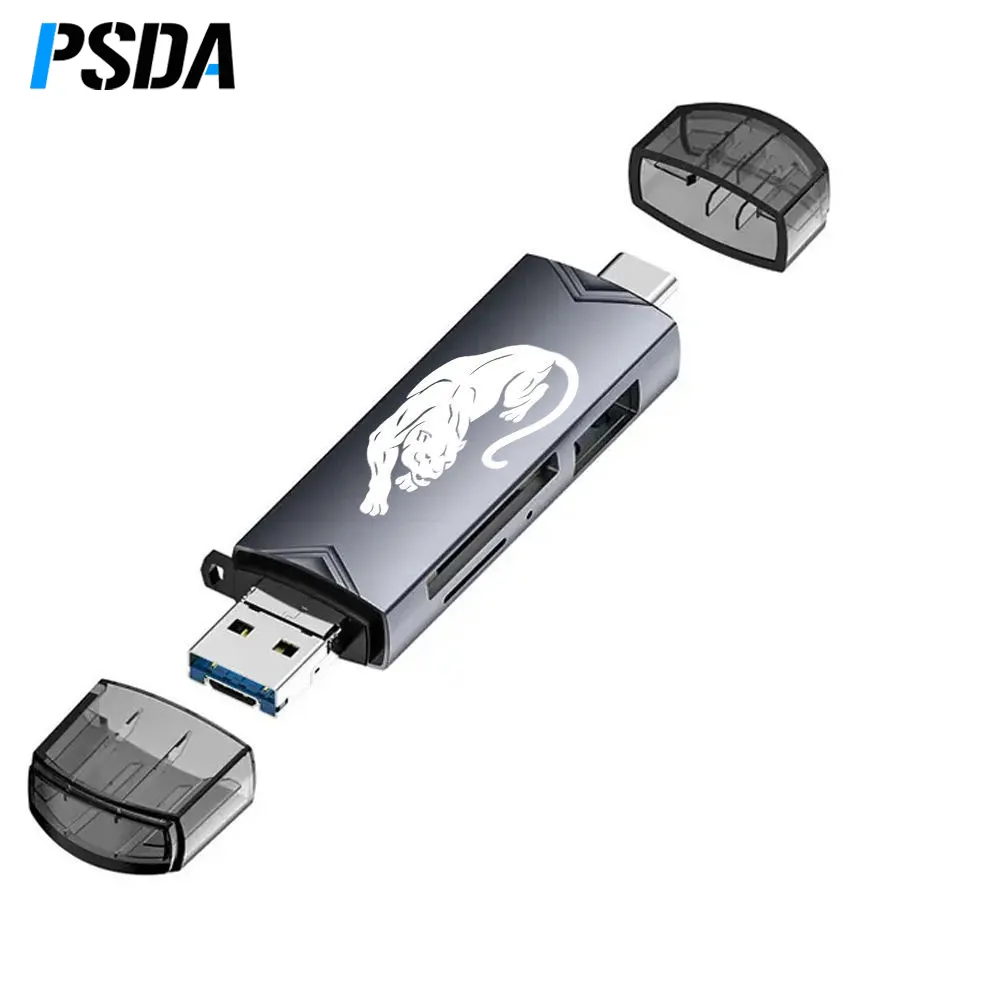 PSDA 3D LOGO 6 en 1 USB 3.0 lecteur de carte SD TF carte USB Flash Drive adaptateur OTG pour PC Type c Micro Mobiles téléphone USB Type C
