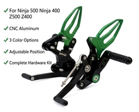 Set Pedal Belakang Aluminium Adjustable, Foot Pegs Racing, Kit Pijakan Kaki dengan Perlengkapan untuk Kawasaki Ninja 400 500 Z400 Z500