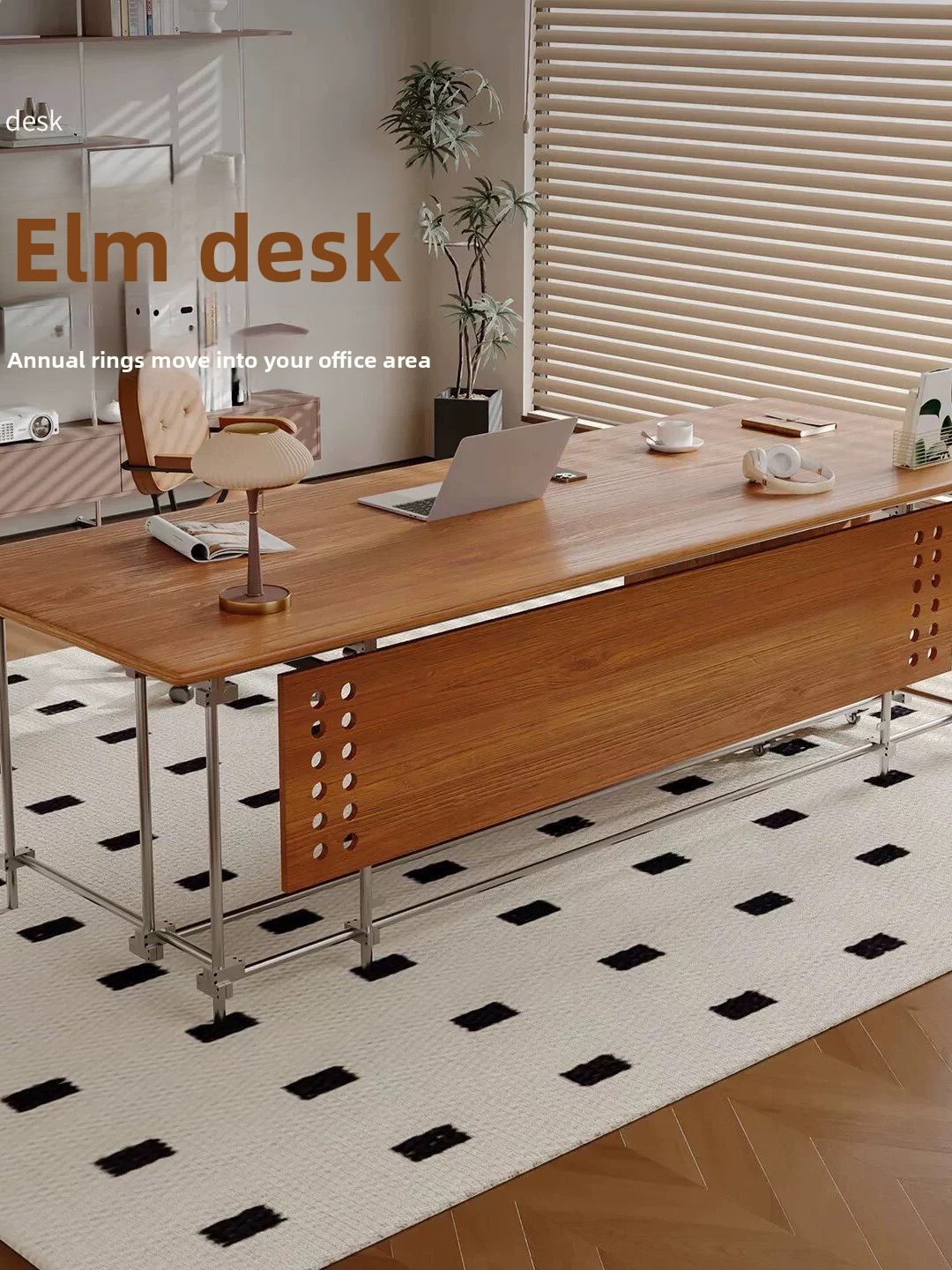 Optical Axis Solid Wood Retro Industrial Style Office Desk Storage Drawer Commercial Use Designer BOSS Table Internet-Famous