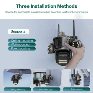 Cámara de Seguridad Inteligente de Triple Lente y Tres Vistas de 3MP, Cámara WIFI de Seguridad PTZ Inalámbrica IP WIFI <span class=keywords><strong>Icsee</strong></span> para Exteriores - Product Image 3