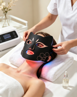 Masque LED pour le soin du visage avec minuteur, modes réglables, batterie rechargeable