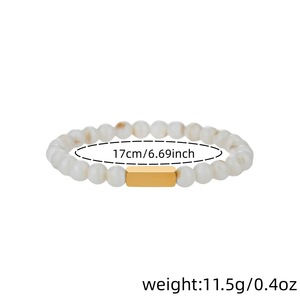 European American Style Seashell <b>Bead</b> <b>Bracelet</b> Stainless Steel Electroplated Round Ball Geometric Unisex Jewelry - Product Image 4