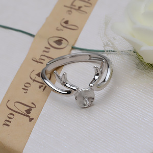 Handmade S925 Silver Open <b>Ring</b> DIY Deer Antler Deer Live <b>Pearl</b> Hollow Holder Accessories 142 - Product Image 4