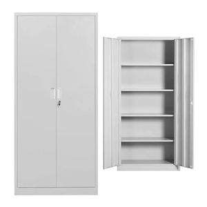 Classeur de stockage en acier blanc à 2 portes en métal blanc de haute qualité panneau de fer de meubles de bureau moderne pour l'utilisation d'entrepôt d'atelier d'école - Product Image 4