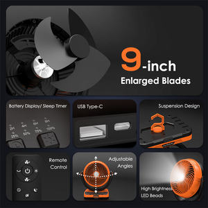 Ventilador de Techo con Banco de Energía de Emergencia de 40000mAh, Multifuncional con Linterna LED, Gancho Giratorio, Ventilador Eléctrico Portátil para Tienda de Campaña - Product Image 2