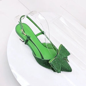 Scarpe con <span class=keywords><strong>Tacco</strong></span> <span class=keywords><strong>Basso</strong></span> e Fiocco in Strass per Donna, <span class=keywords><strong>Décolleté</strong></span> a Punta per Feste ed Eventi Nuziali - Product Image 3