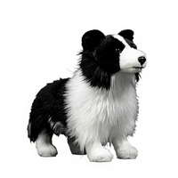 Peluche personnalisée Border Collie - Jouet réaliste en coton PP noir à poils longs, rembourré en polyester, 15 pouces
