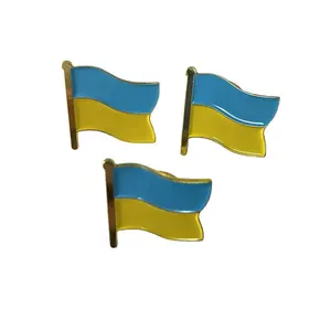 Pin pakaian bendera Ukraina logam kustom pin lencana bendera negara pin logam grosir