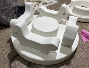 Çocuklar açık kapalı yumuşak oyun alanı merry go round beyaz oyun seti - Product Image 2