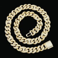 Collar de Plata de Ley 925 con Moissanita Tallada en Forma de Boquilla de Cerdo, Estilo Hip Hop, 15mm, 8/20/22/24 Pulgadas, Certificado GRA, ¡Gran Venta!