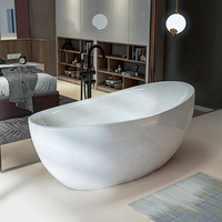 ICEGALAX taille personnalisée ovale autoportante baignoire en pierre artificielle Surface solide ménage salle de bain baignoires en acrylique