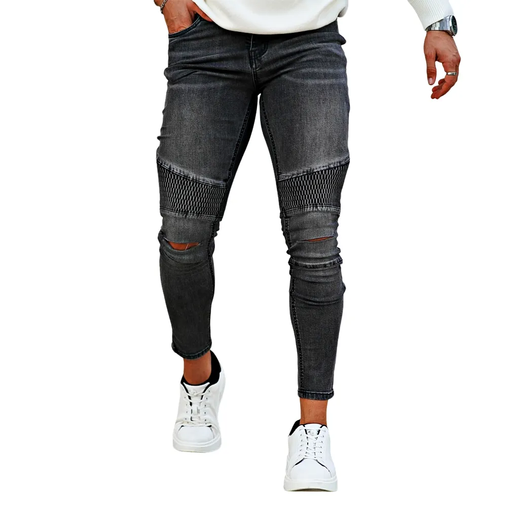 Джинсовые брюки Gingtoo, мужские узкие джинсы с застежкой-молнией по низу, оптовая продажа
